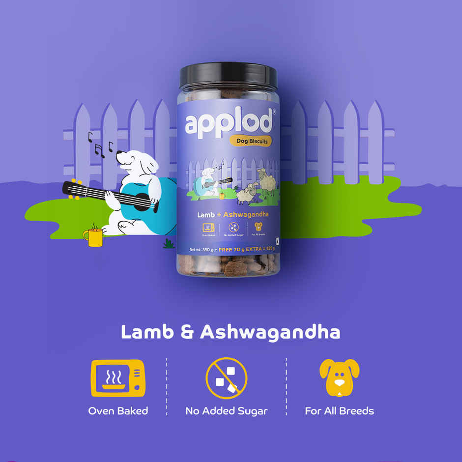 Applod Real Lamb & Ashwagandha Dog Biscuit | For Puppy & Adult Dogs | Best Training Dog Treat