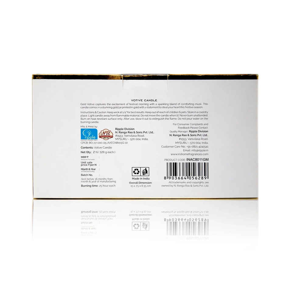 IRIS Gold Glass Votive Aroma Candles