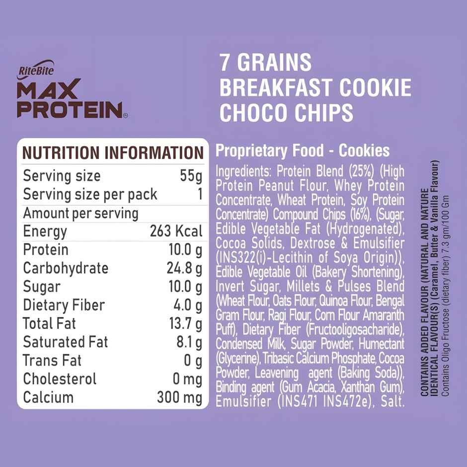 Ritebite Max Protein Cookie Choco Chips, No Maida Multigrain Premium Biscuit Cookies Cmbo