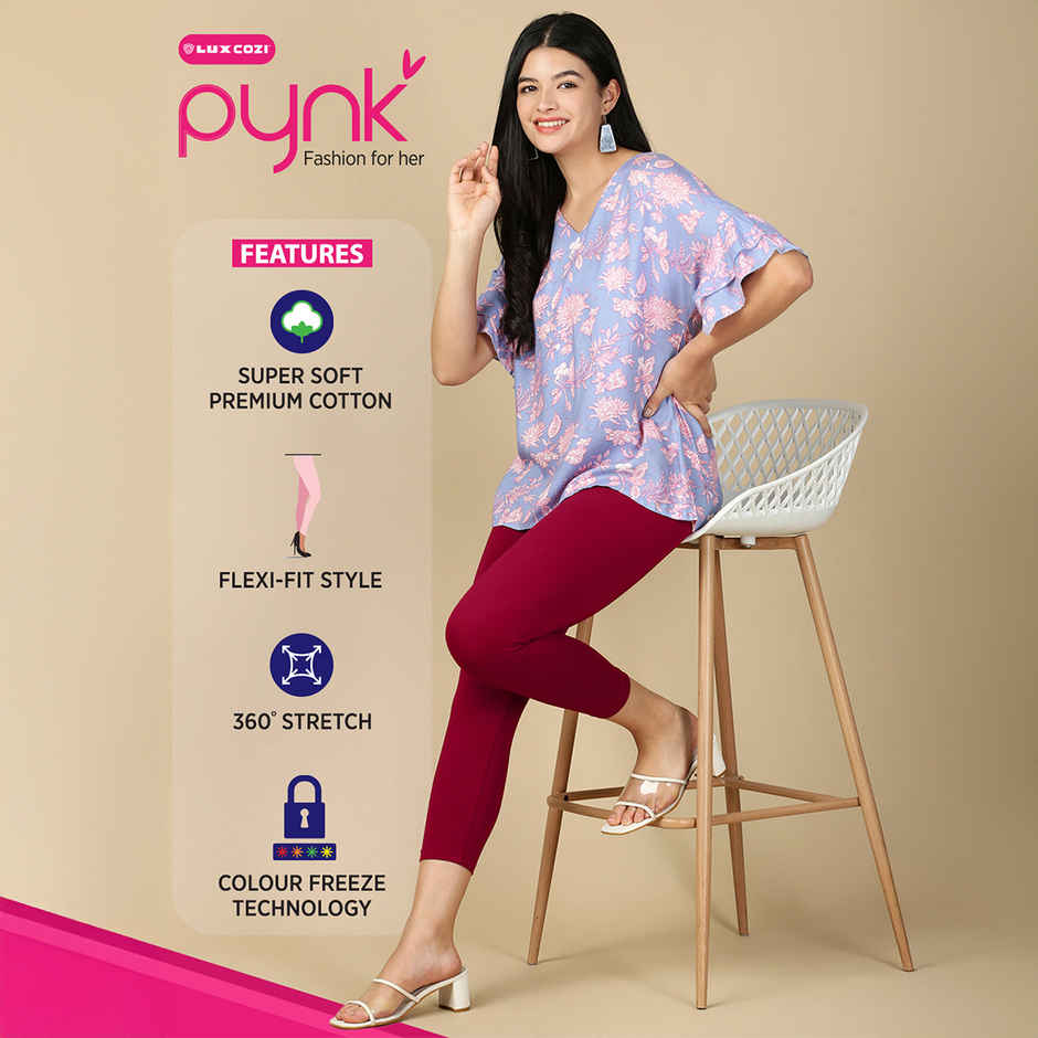 PYNK By Lux Cozi Super Soft 360 Stretch Premium Cotton Capri | Queen Pink | Free Size