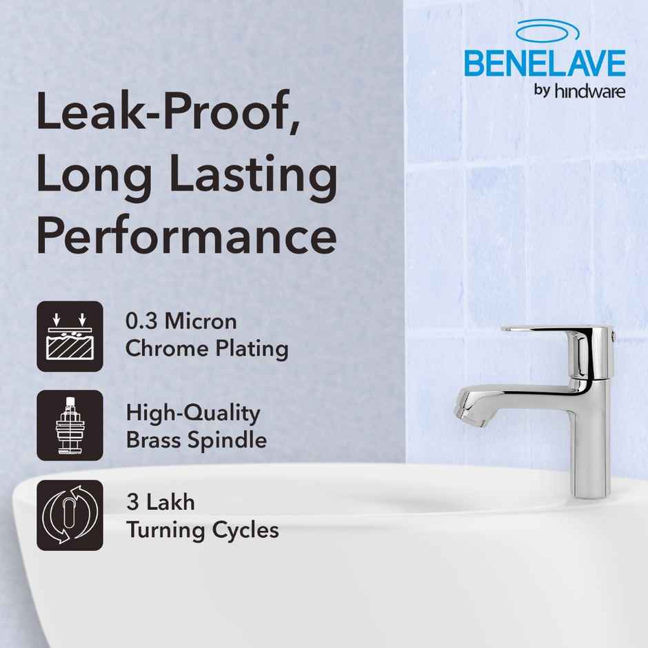 Benelave By Hindware Volga Brass Wash Basin Tap For Bathroom | Single Lever Cold-Only