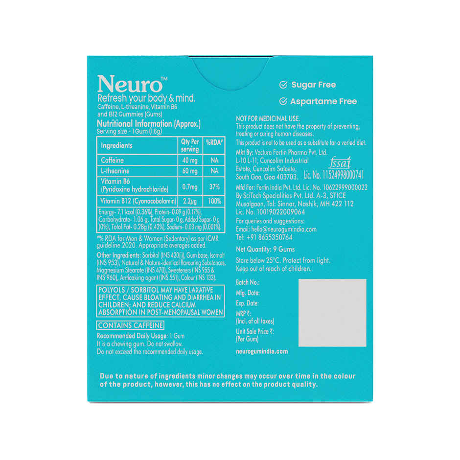 Neuro Energy and Focus Gums Blister Peppermint