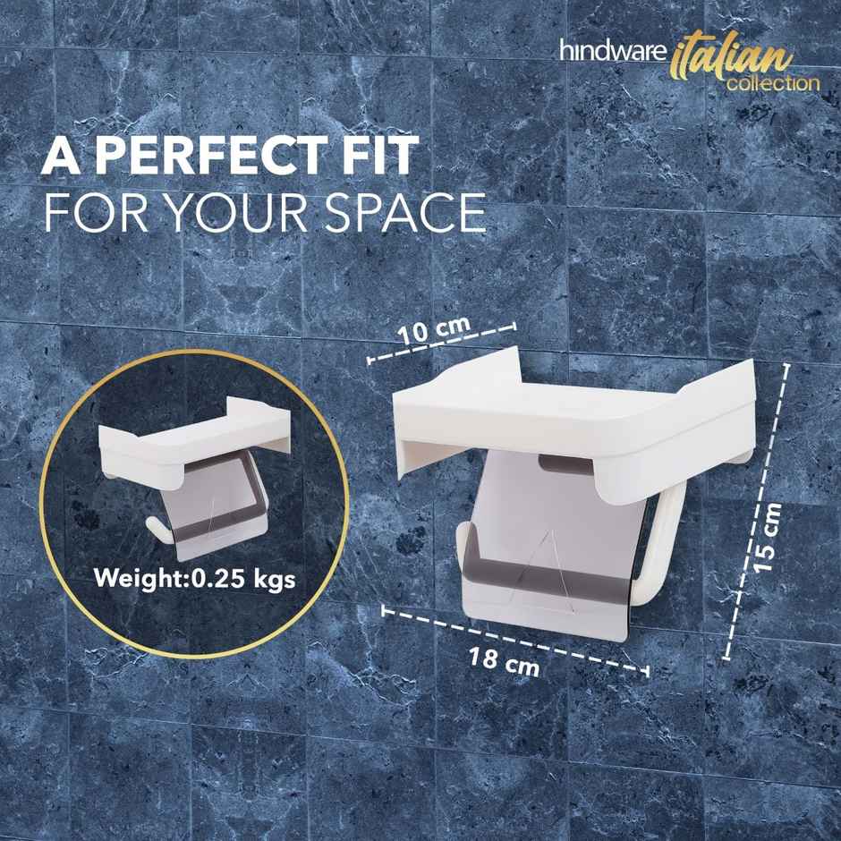 Hindware Self-adhesive Series Toilet Paper Holder with Paper-shield for Bathroom