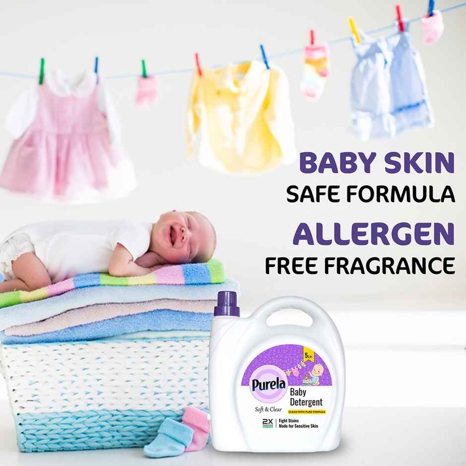 Purela Baby Laundry Liquid Detergent Washing Liquid For Baby Clothesleaf Love (Leaf Love) 5 l