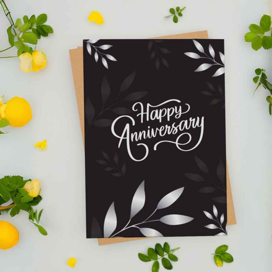 Mad Over Print Black Anniversary Card