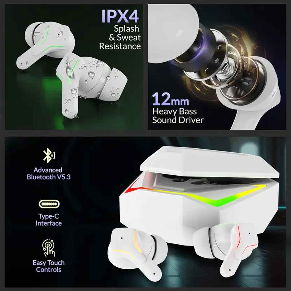 Aroma NB138 Bound - 60 Hours Playback | TWS | ANC with 32dB Noise Cancellation | White