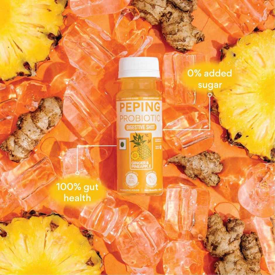 Peping Probiotic Digestive Shot - Ginger And Pineapple