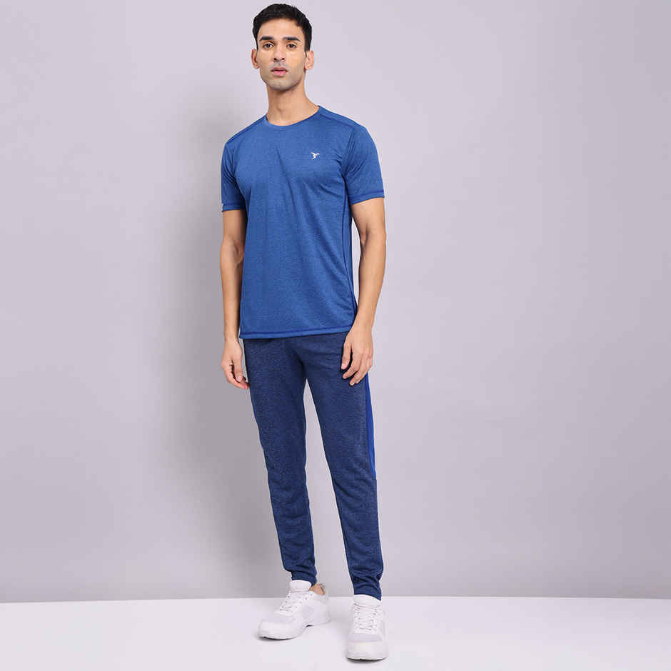 Technosport Men Poly Melange Slim Fit Sports Trackpants with TECHNO DRY | Denim Melange | XL