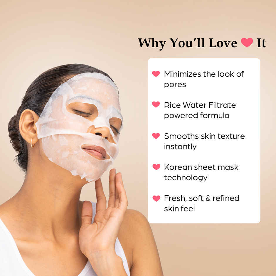 Sanfe Rice Water Facial Mask Korean Sheet Mask For Brightening & Hydrating Skin