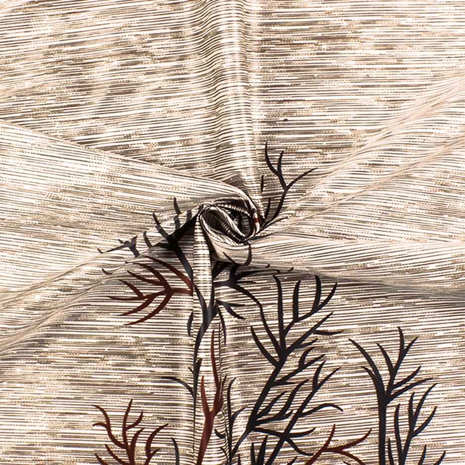 Story@Home 200 GSM Polyester Abstract 2 Piece Window Curtain | Cream & Brown