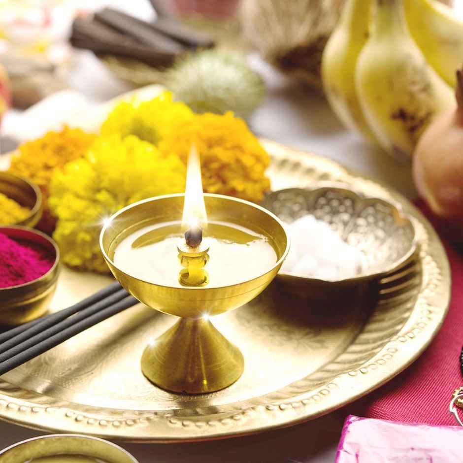 Nitya Pyali Diya | Gold | Brass | Pooja Utensils | Shubhkart