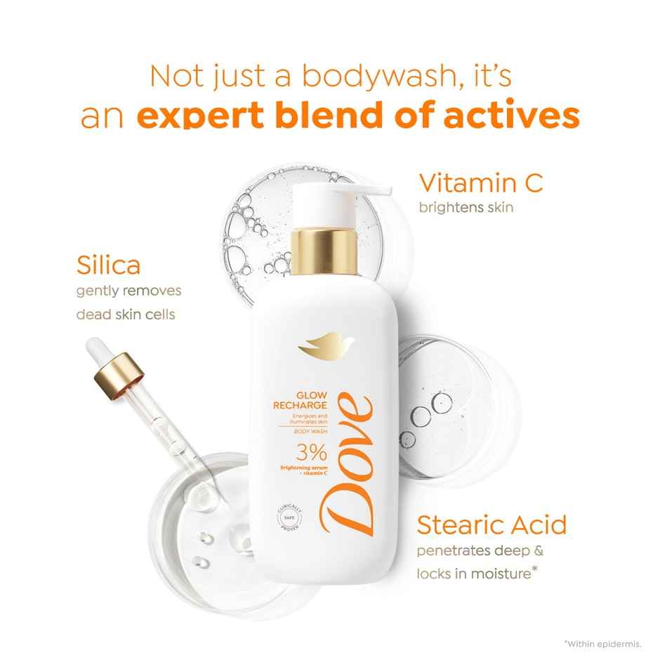 Dove 3% Brightening Serum + Vitamin C Glow Recharge Serum Body Wash