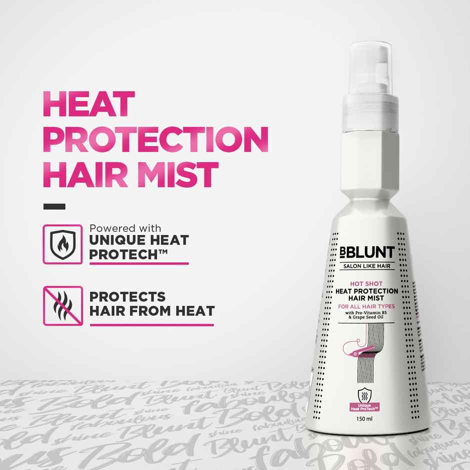 BBLUNT Hot Shot Heat Protection Hair Mist with Grape Seed Oil, No Parabens