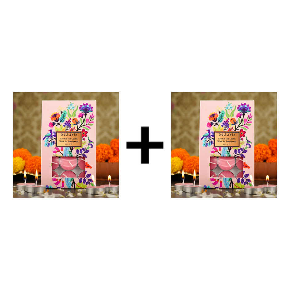 Soulflower Tea Light Candle,  Walk In The Wood Combo