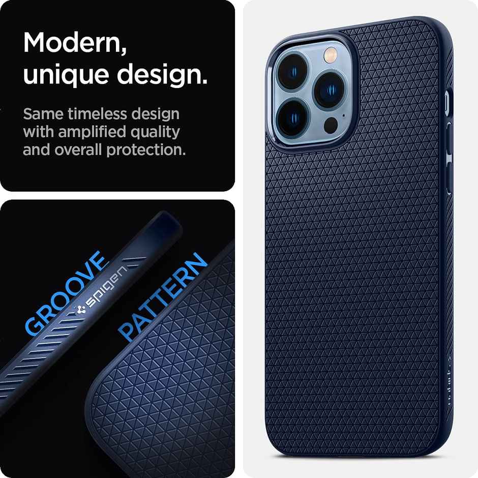 Spigen Liquid Air Back Cover Case Compatible with iPhone 13 Pro (TPU | Navy Blue)