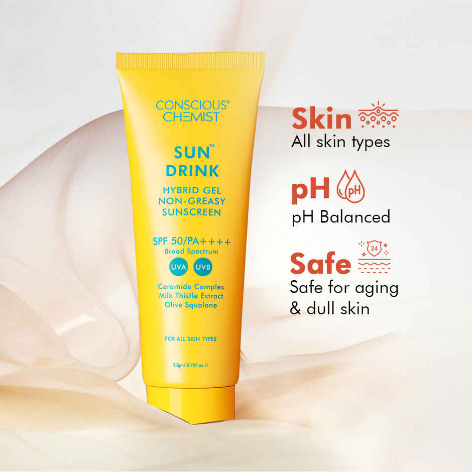 Conscious Chemist Sun Drink Hybrid Lightweight Gel Sunscreen SPF 50 PA++++ UVA/UVB With Ceramides