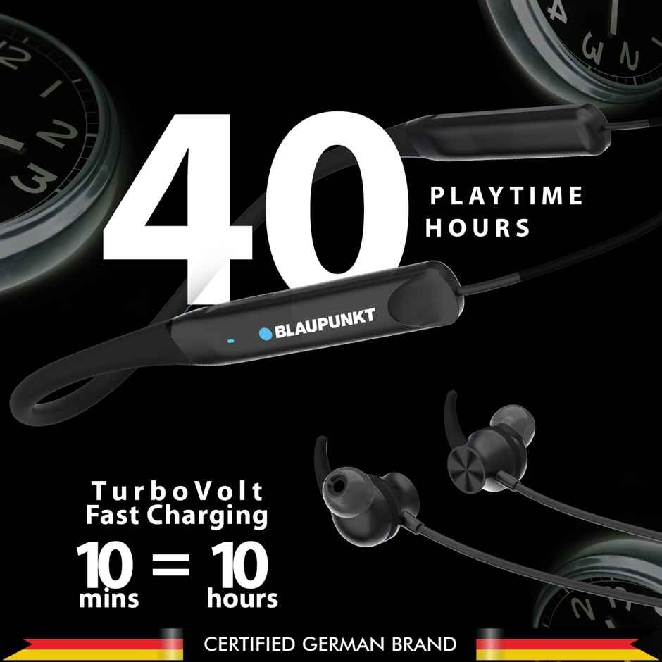 Blaupunkt Be120 Touch Wireless Neckband With Multi-Touch Control,40H Playtime (Black, In The Ear)