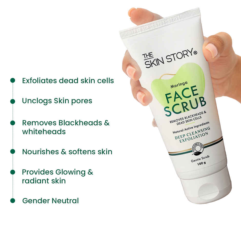 The Skin Story Face Scrub With Moringa Gently Removes Tan Blackheads Whiteheads Dead Skin Cells