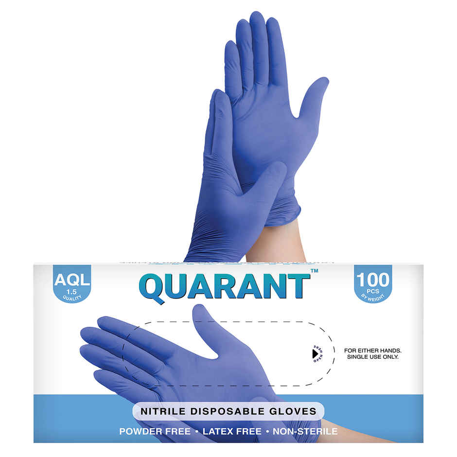 Quarant Nitrile Disposable Hand Gloves | Powder-Free, Medium
