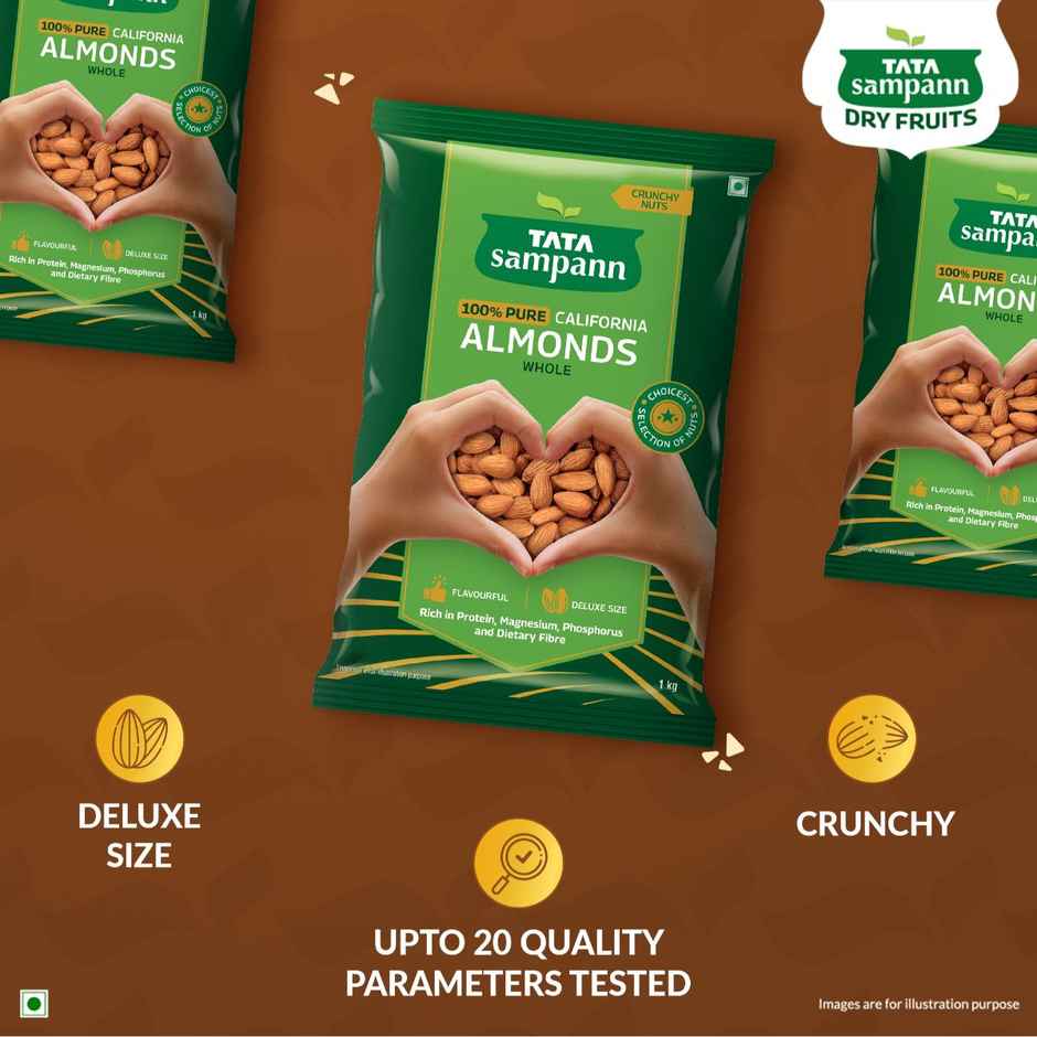Tata Sampann Totally Pure California Almonds/Badam Giri | Whole Premium Quality