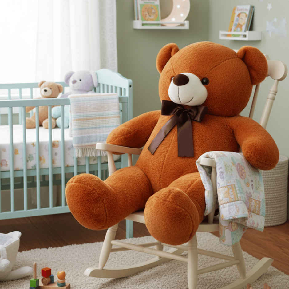 Toytales Wolly Bear Brown 90cm|Teddy Bear | Plush Toy| Animal With Ribbon |Cute Toys For Kids|Animal