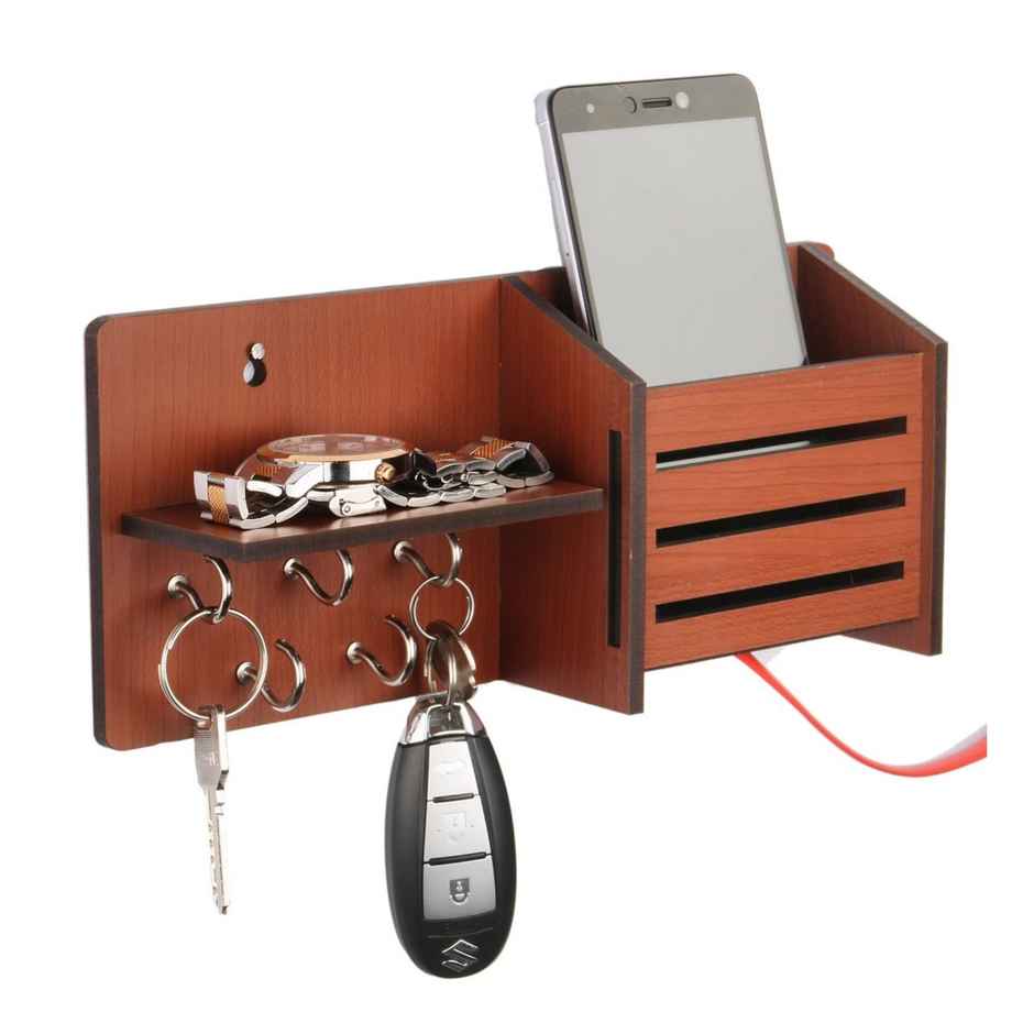 Casacraft by Pepperfry Brown Mdf Side-Shelf Pocket Key Holder