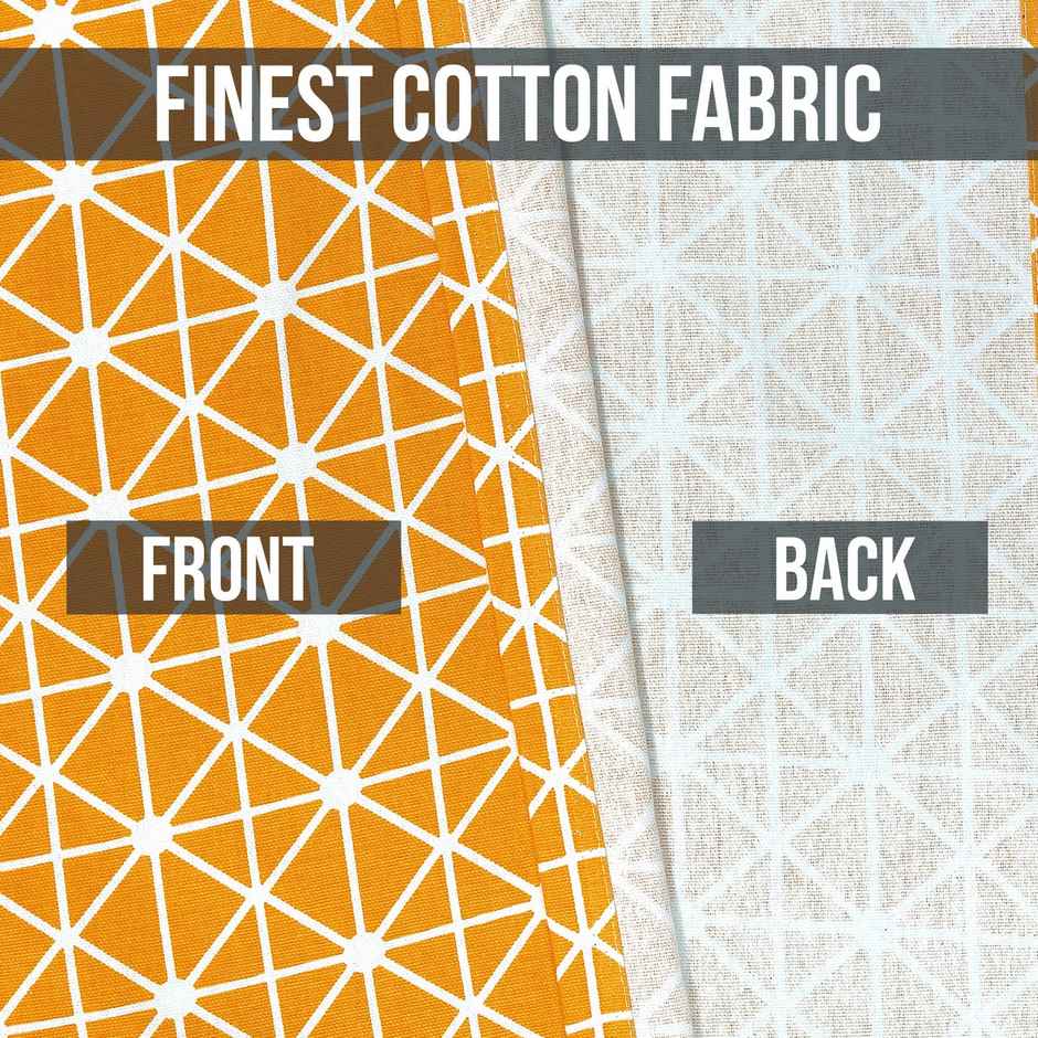 Story@Home 300 GSM 100 % Cotton Abstract 1 U Window Curtain | Orange & White