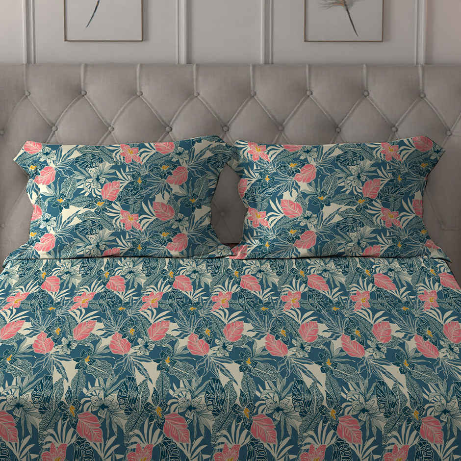 Home Elegance by myTrident Microfiber Bedsheet Set | Queen Size Double Bed sheet | 2 Pillow Covers | Wildflower