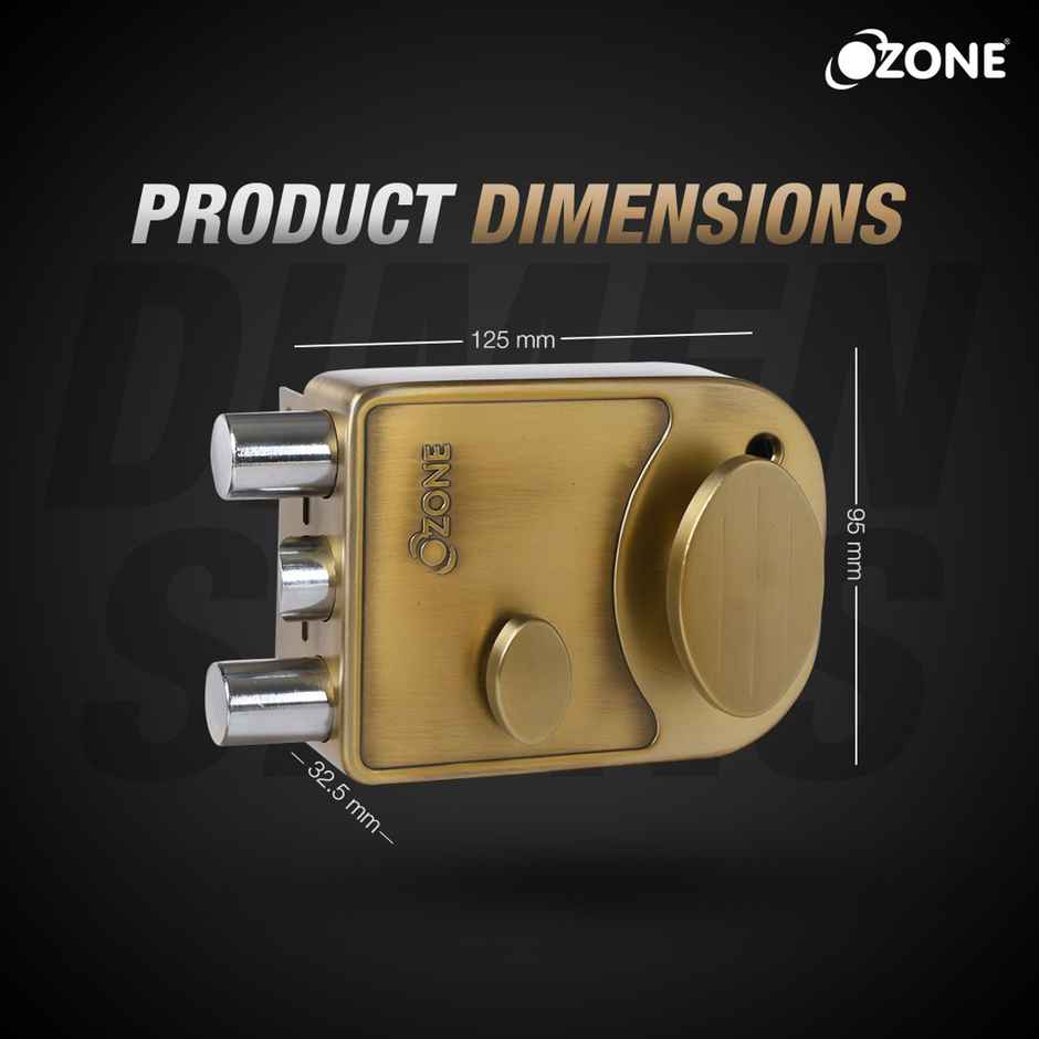 Ozone Night Latch | Single Latch + Double Bolt | Door Thickness 30-70 MM | Antique Brass Finish