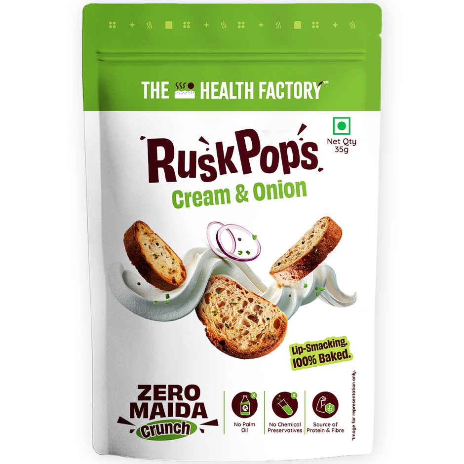 The Health Factory Zero Maida Rusk Pops- Cream & Onion