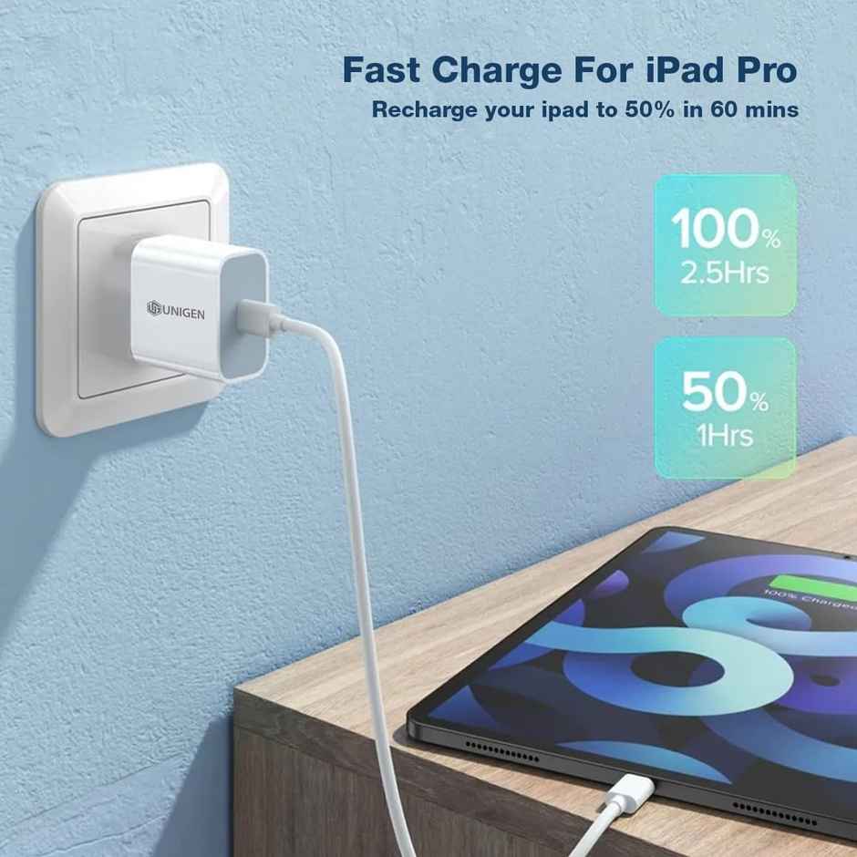Unigen 20W Type-C Pd Wall Charger Fast Charging Adapter For Smartphones | Tablets | Smartwatch
