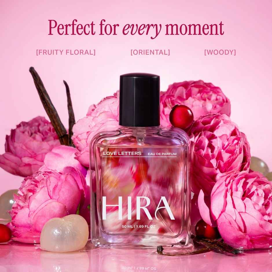 HIRA Women's Love Letters Eau De Parfum | Fruity, Floral & Vanilla | Long-Lasting Gift for Her