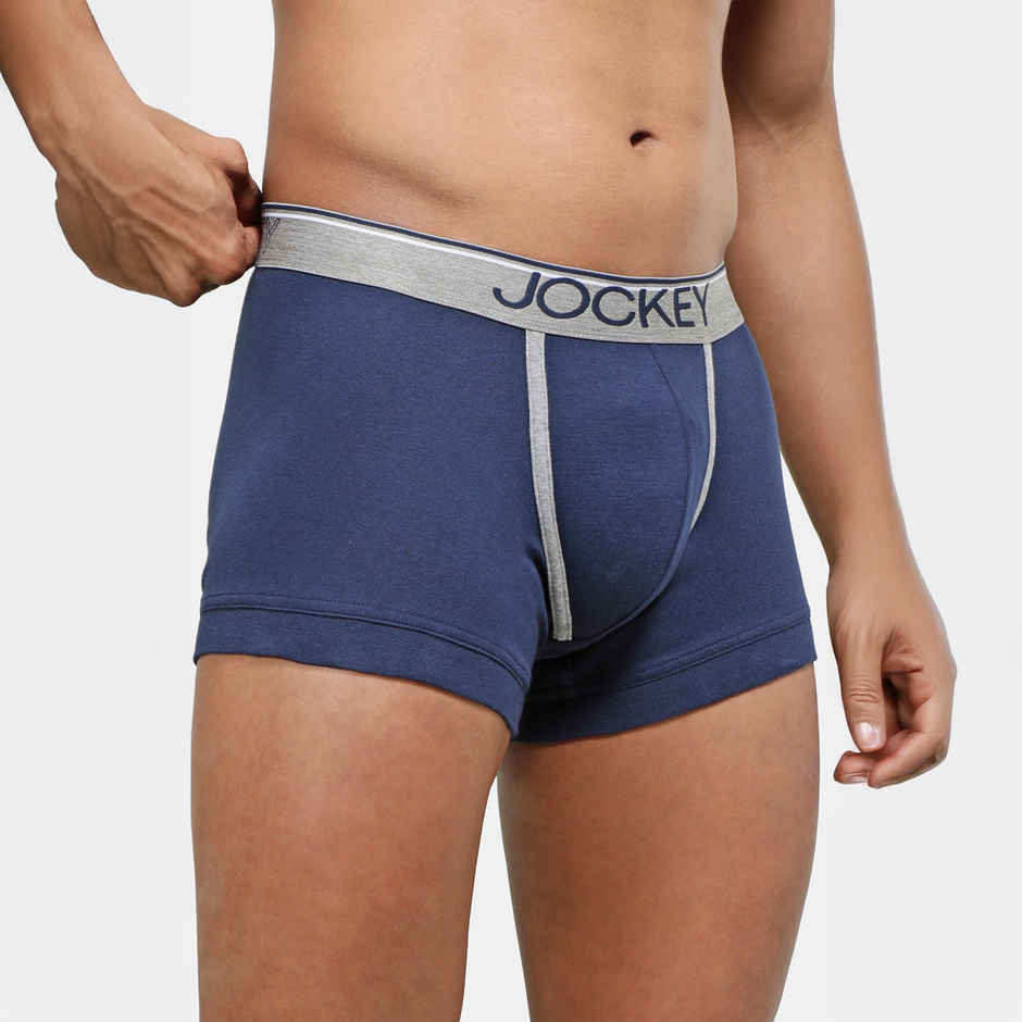 Jockey 8015 Men's Super Combed Cotton Rib Underwear Solid Trunk|Ultrasoft Waistband | Navy-L