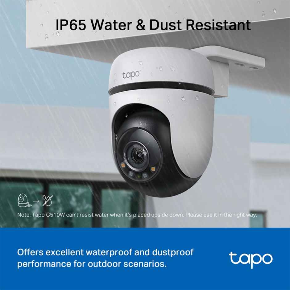 TP-Link Tapo C510W 2K 3MP 1296 Outdoor Pan/Tilt Security WiFi Camera, 360° Visual Coverage, IP65