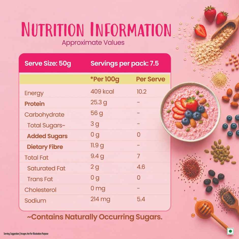Tata Soulfull No Cook Millet Hi Protein Oats Berry Chia, 25g Plant Protein, High Fibre
