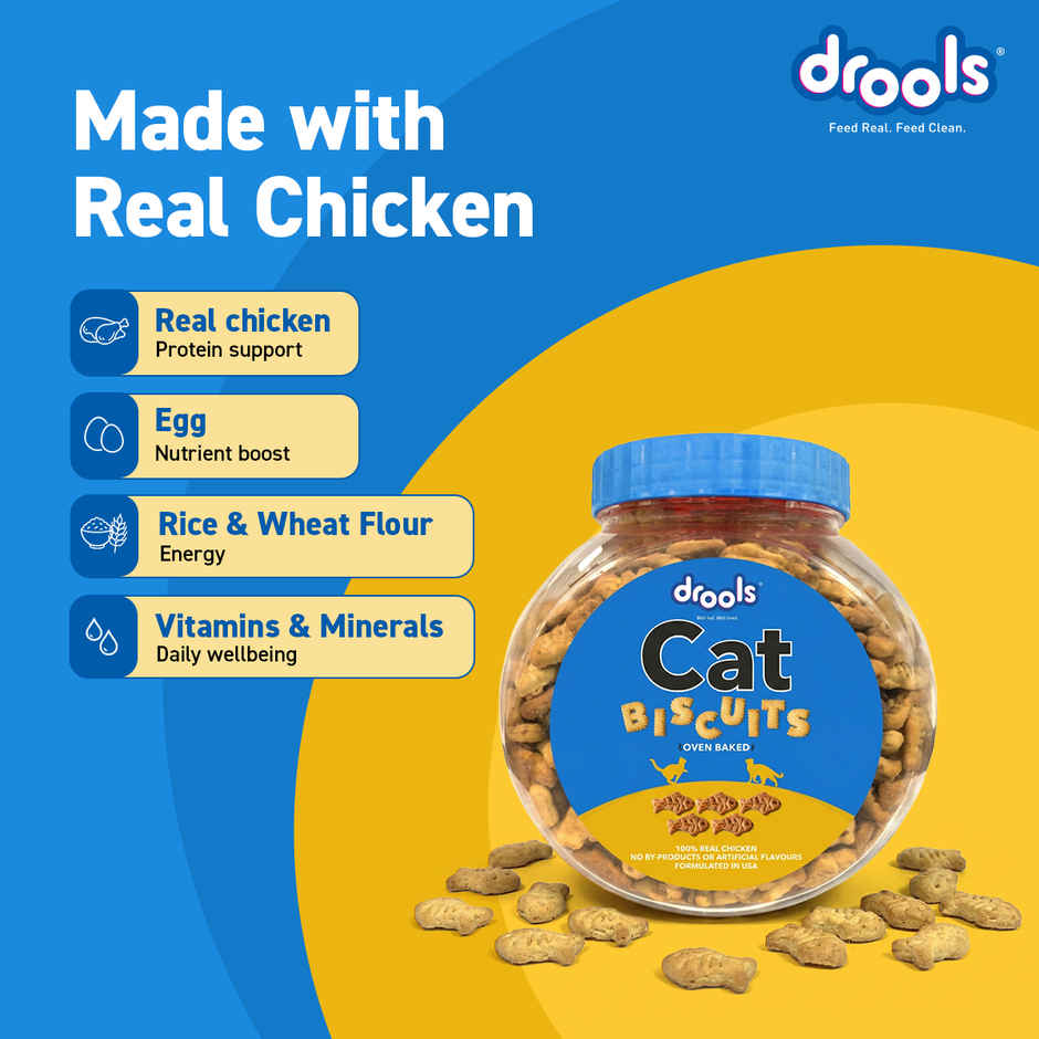 Drools Real Chicken Cat Biscuit Treats Jar