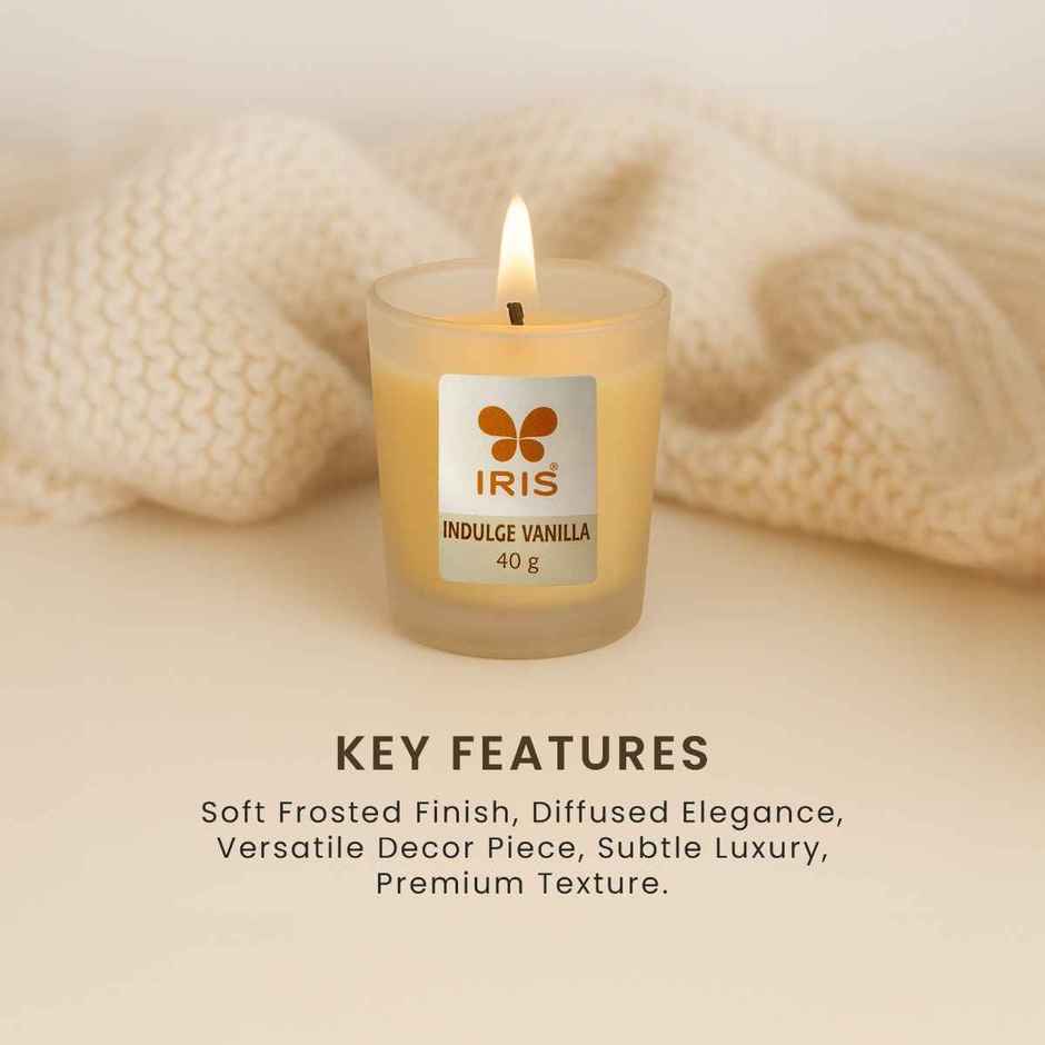 Indulge Vanilla Frosted Shot Glass Votive Scented Candle | 8 Hours Burn Time | Home Decor | IRIS