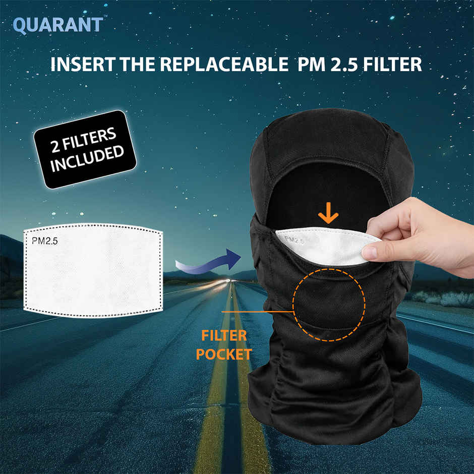 Quarant Balaclava Face Mask with 2 Replaceable PM 2.5 Activated Carbon Filters