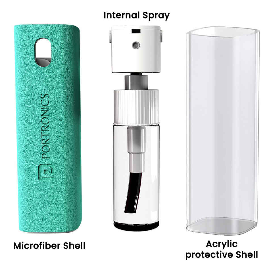 Portronics Swipe 2 Screen Cleaner & Duster with Refillable Spray Bottle, Chemical Free for Monitors & Laptop Screen, Smartphones & Tablets - Green