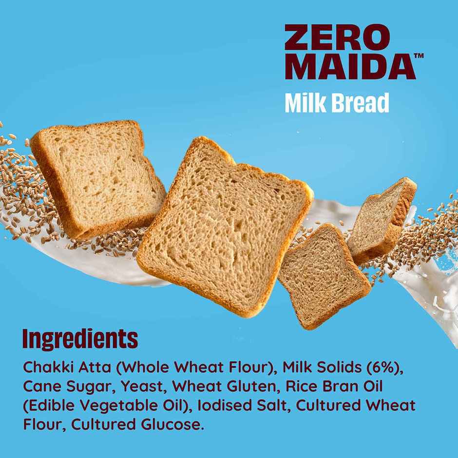 The Health Factory Milk Bread | Zero Maida | Source of Calcium & Fibre | Whole Wheat Bread