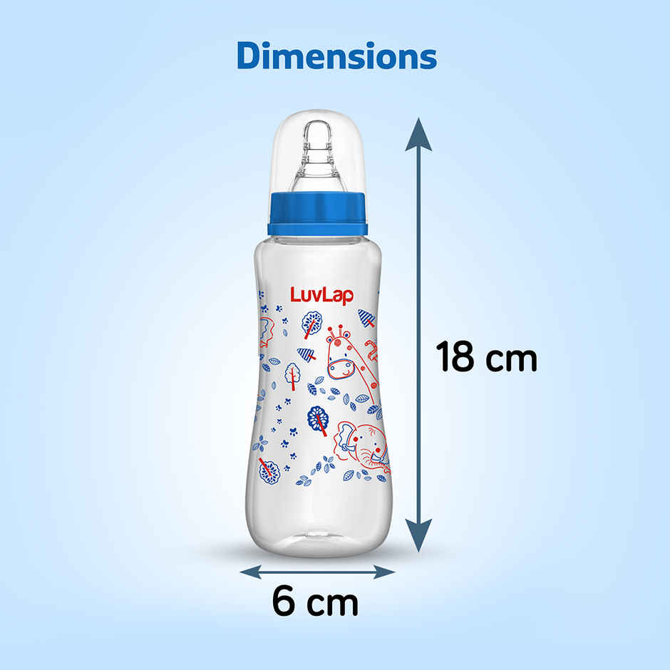 LuvLap Baby Essential Slim Neck Feeding Bottle, with Anti Colic Nipple, upto 3 Years, BPA Free