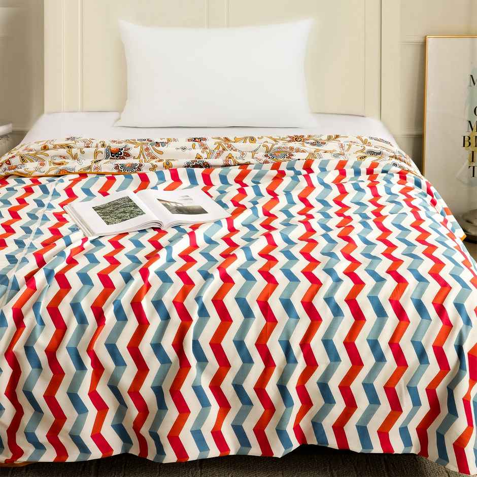 Story@home Printed Single Dohar/Duvet Cover (Cotton, Beige, White) (220x144x2 cms)