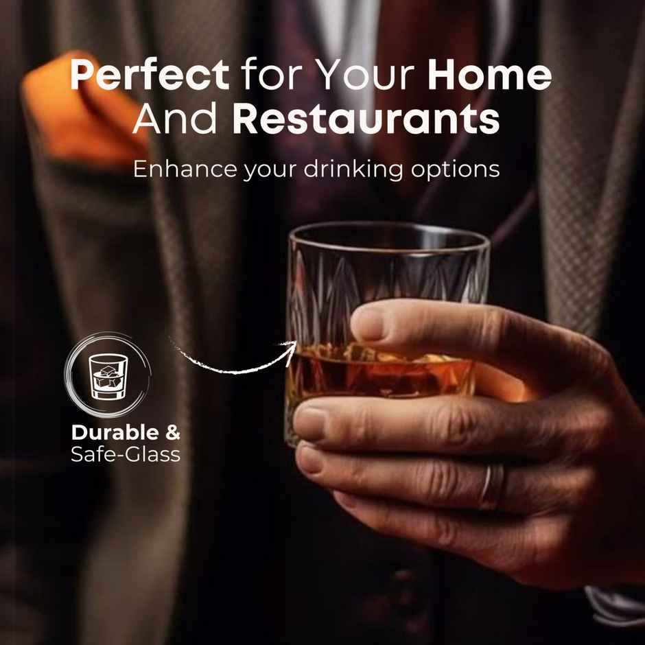 Classic Whisky Glass Tumbler Set | Durable Premium Clarity | 6 pc | 350 ml | Yera Glassware