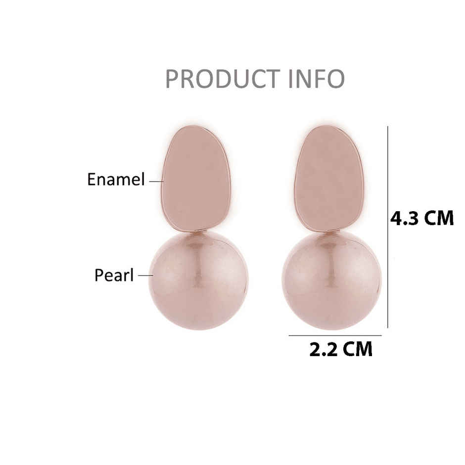 Jewels Galaxy Gold Plated Faux Pearl Enamelled Drop Earrings