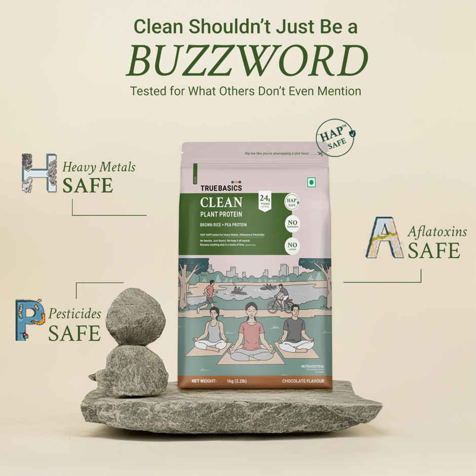 TrueBasics Clean Plant Protein Powder Brown Rice + Pea Protein (Chocolate)