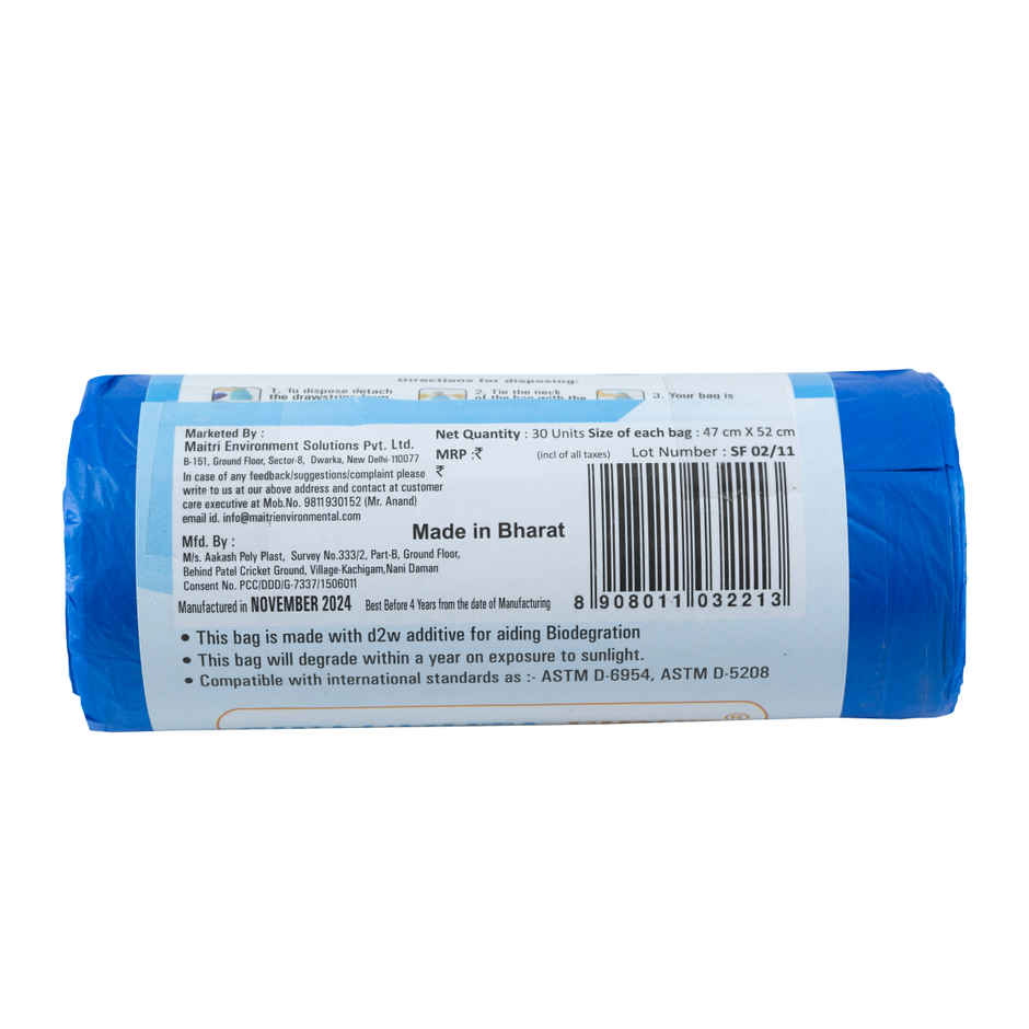 Swachhta First Oxo Bio Degradable Garbage Bags - Blue Medium (19 x 21 Inches)