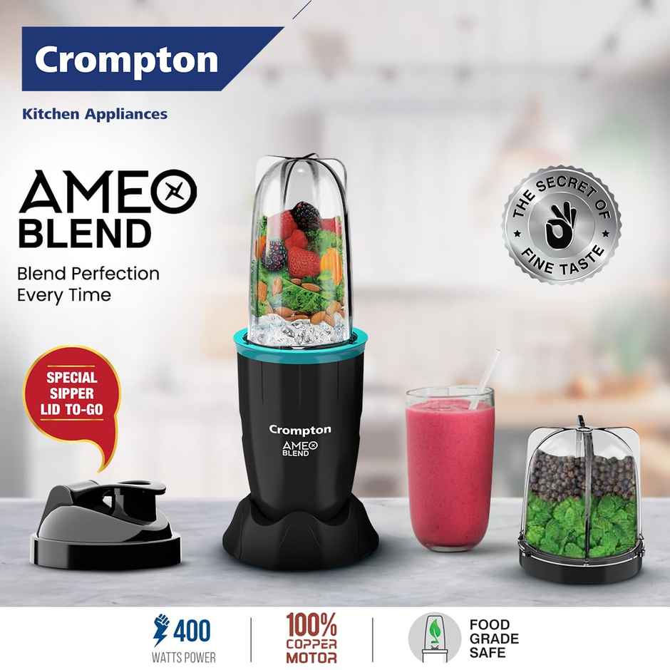 Crompton Ameo Blend Nutri Blender | Smoothie Maker | Mixer Grinder | 400 Watt | Black & Sea Green