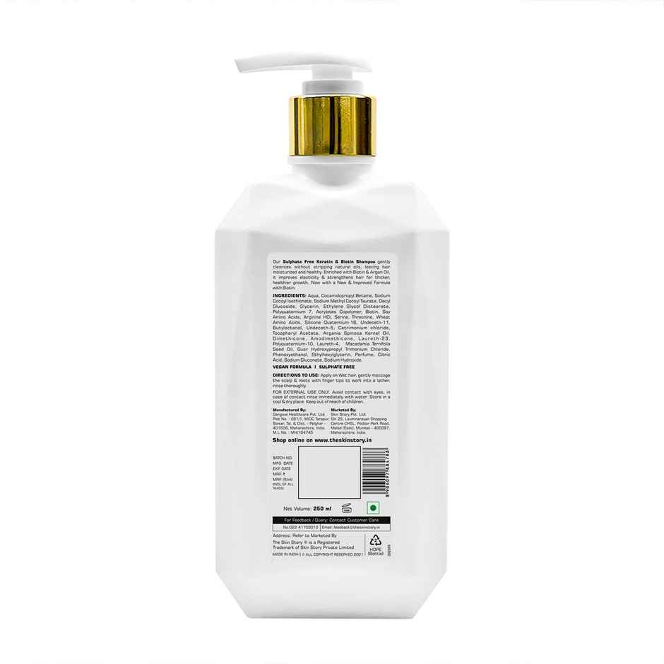 The Skin Story Keratin Biotin Shampoo For Damaged Treated Coloured Hair Frizz Control Sulphate Free