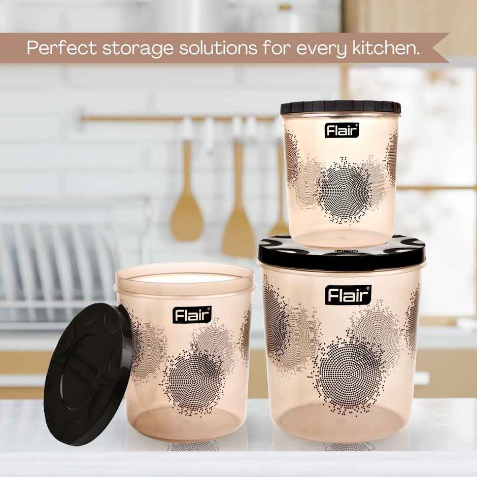 Flair Kitchen Mate Classic Containers Set-3 | 4700/7000/10000 ml | Brown