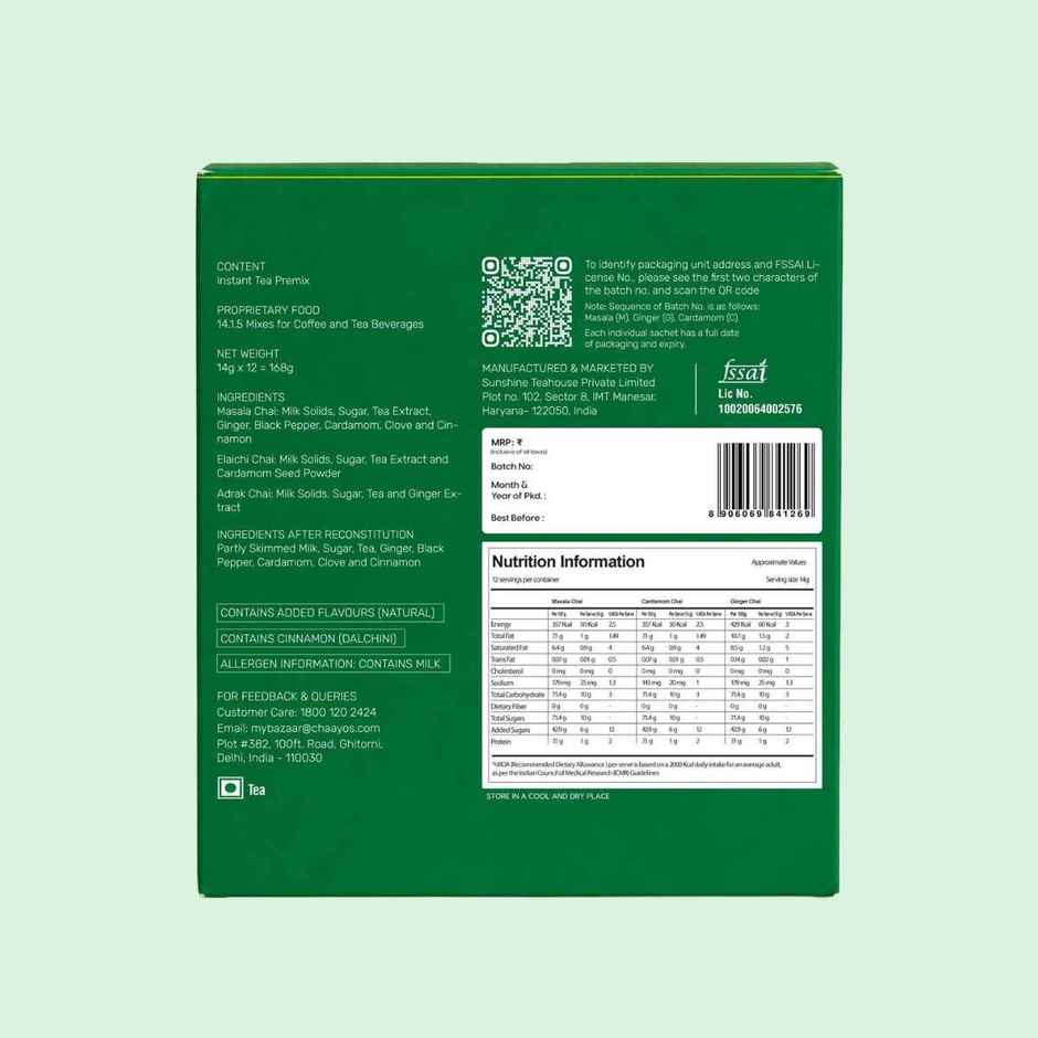 Chaayos Instant Tea Premix Combo / Masala + Elaichi + Ginger